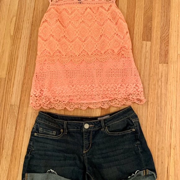 Ladekh tank halter top straps—apricot cotton lace - Picture 5 of 11